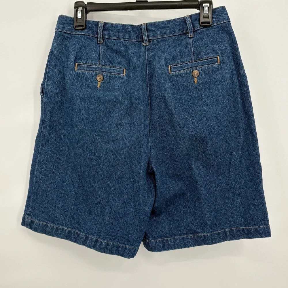 Basic Editions Womens High Rise Pleated Denim Shorts Blue Medium Wash Size 6 VTG